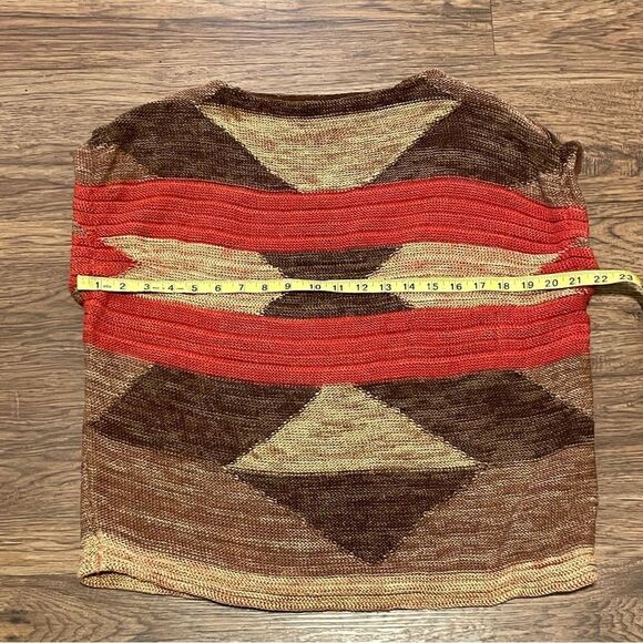 Lauren Ralph Lauren Aztec Geometric Sleeveless Knit Sweater Red Tan Brown S/M - Picture 8 of 11